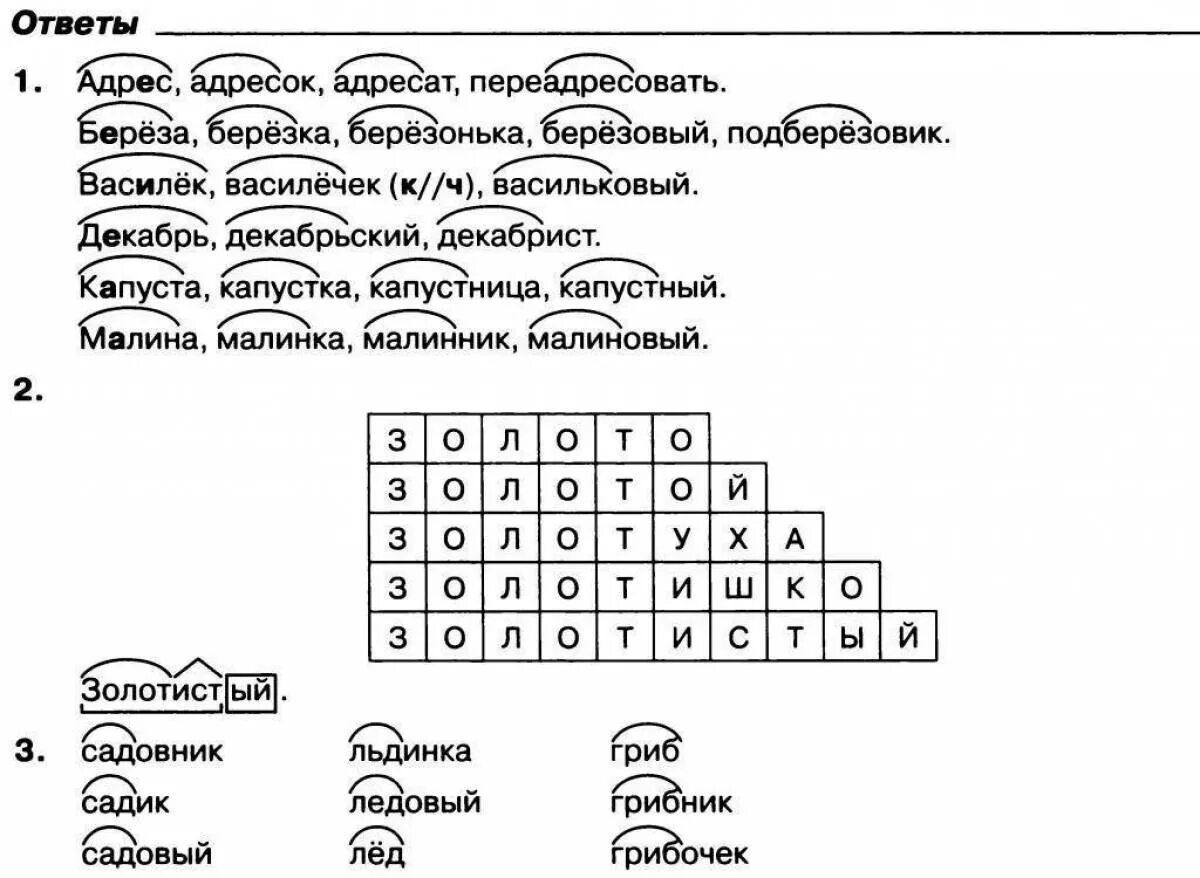 Золотом разбор по составу