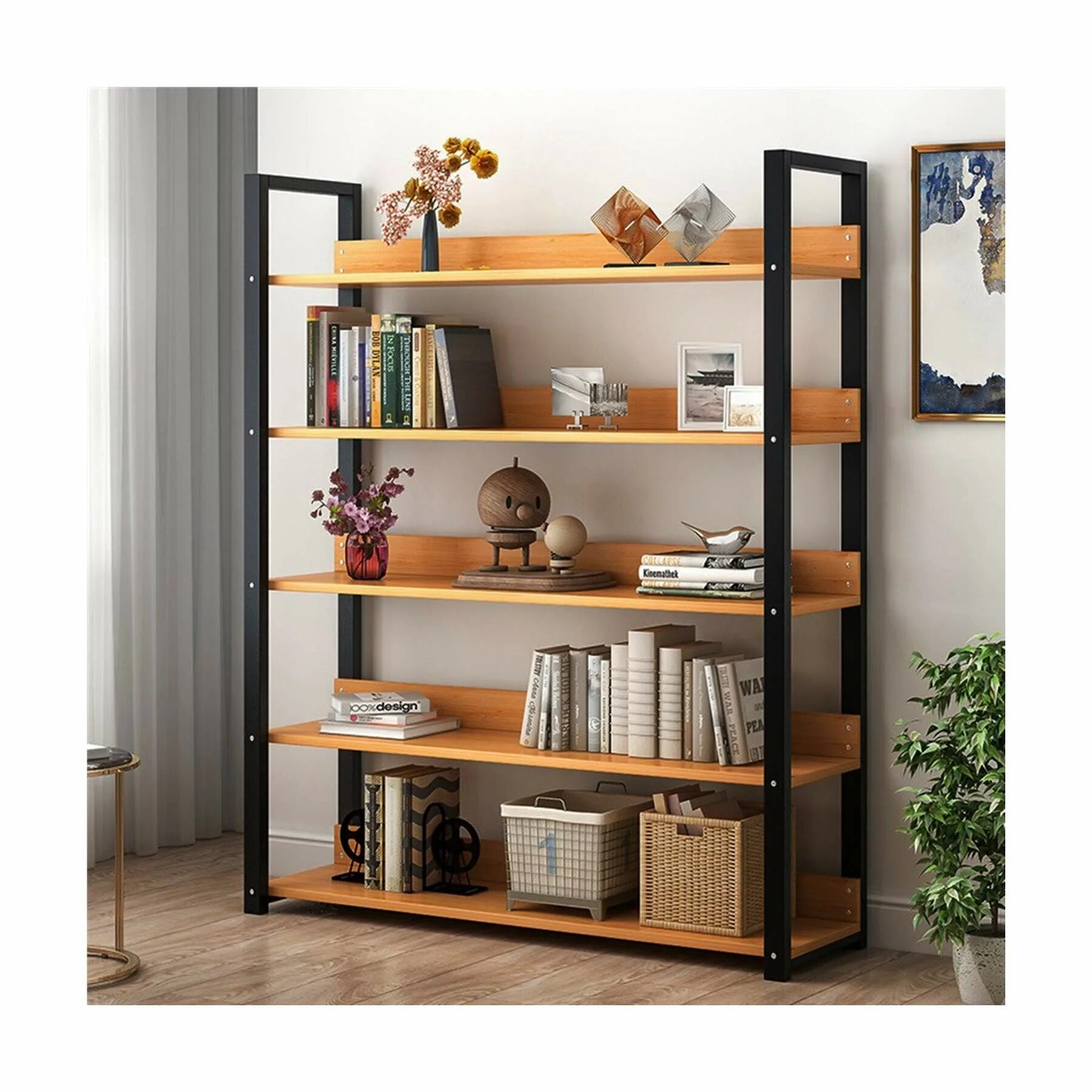 Стеллаж 23. Book Case Shelf. Bookshelf with Metal frame. Полка кожаная Флекформ. Bookshelf Storage 2m.