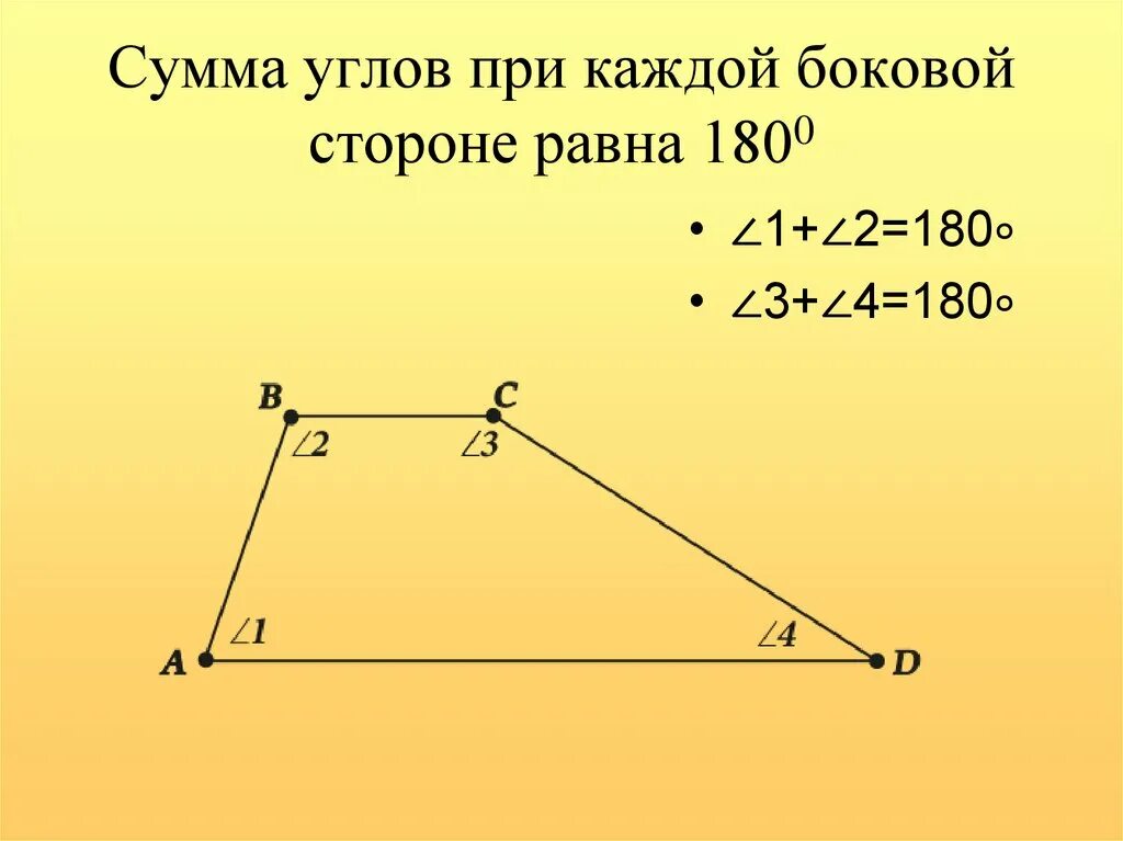 Сумма углов при боковой стороне. Сумма углов при боковой стороне равна 180. Сумма углов при боковой стороне равна. Сумма углов при боковой стороне трапеции. Сумма соседних углов равна