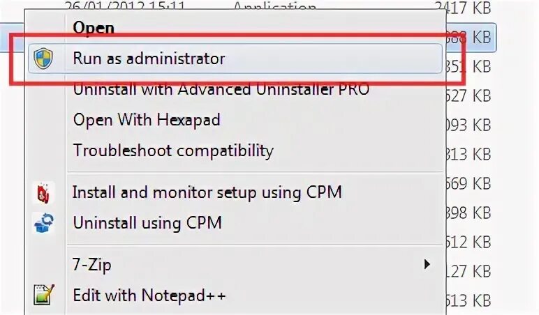 Run as administrator
