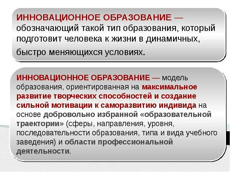 Изменения в условиях обучения. Инновации в образовании. Условия инновационного обучения. Типы инноваций в образовании. Инновационные процессы в образовании.