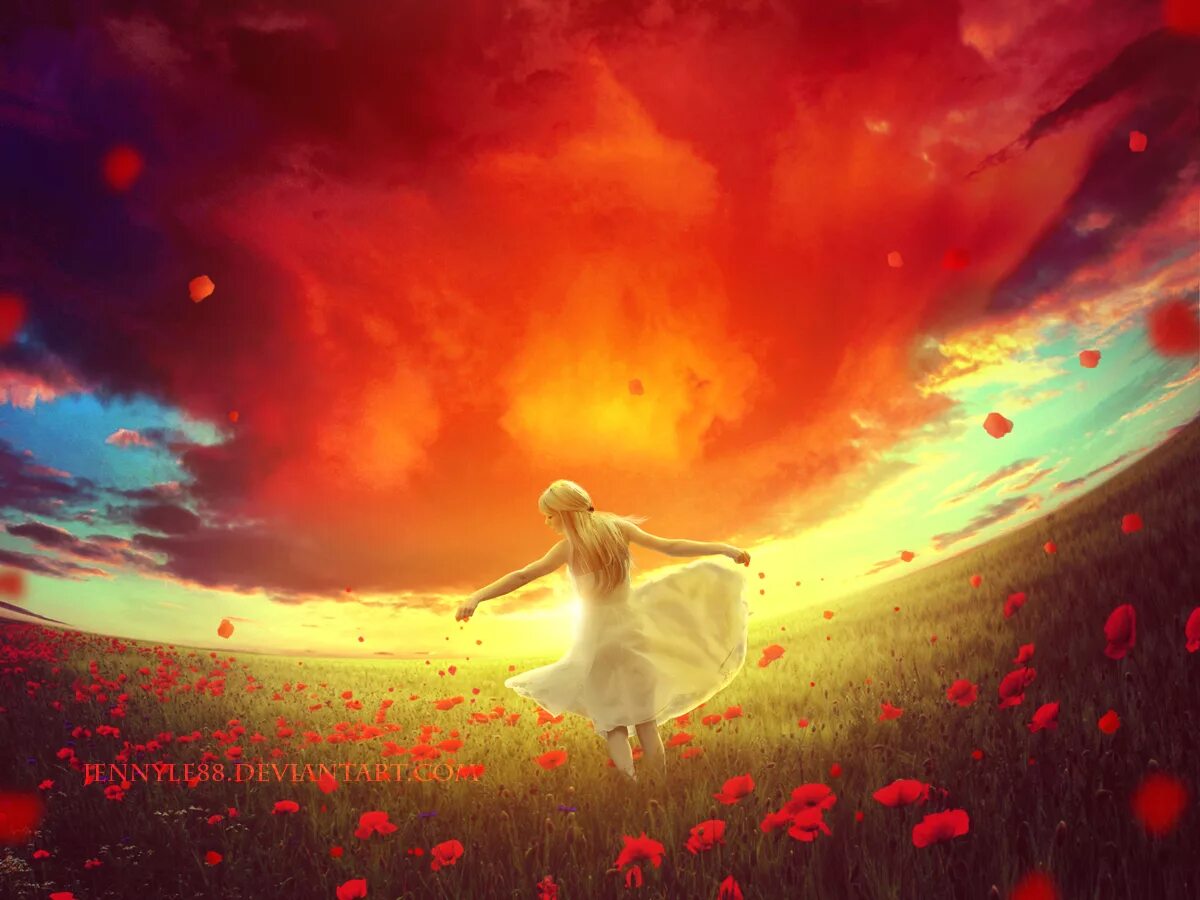 счастье арты. картины китайской художницы линг шу. девочка на море. ветер фэнтези арт счастье. девушка с цветами арт.