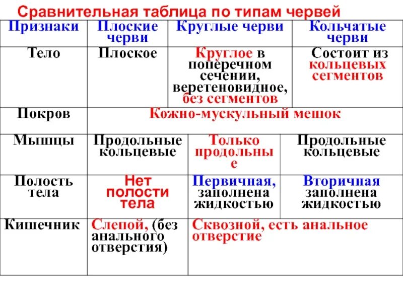 Полость тела плоские круглые кольчатые. Плоские круглые и кольчатые черви таблица. Полости тела кольчатых червей таблица 7. Таблица 1 сравнение плоских круглых и кольчатых червей. Полость тела кольчатых червей таблица.