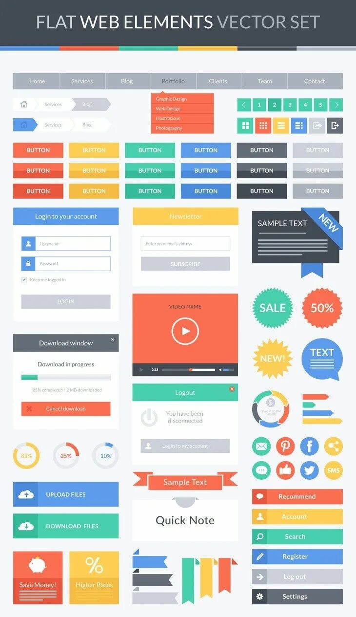 Флэт сайты. Элементы веб дизайна. Элементы сайта. Сайты Flat Design. Элементы дизайна для сайта.