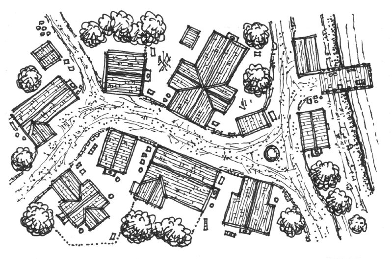 Карта маленькой деревни. План деревни средневековья. DND схемы деревни. Карта средневековой деревни ДНД. Планировка средневековой деревни.
