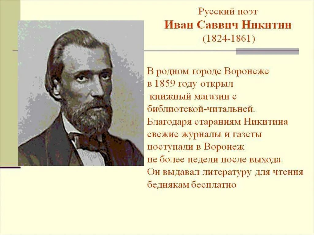 Биография никитина фото Биография Ивана Никитина биография Никитина И.С. фото, видео