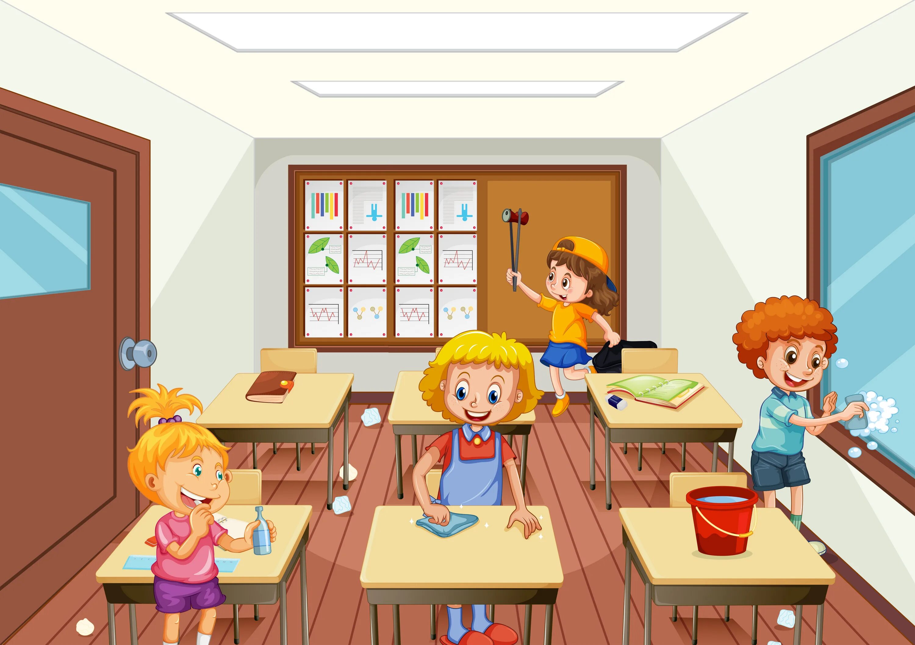The clean the classroom