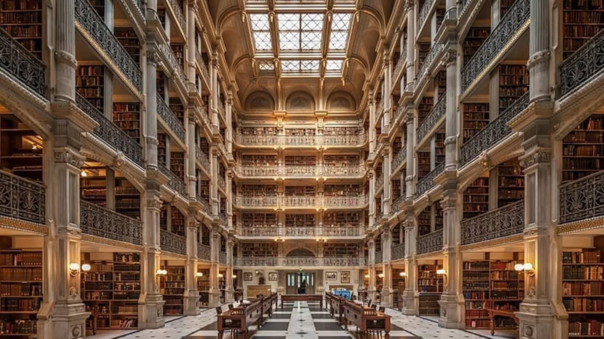 Библиотека Джорджа Пибоди. Библиотека джордапибоди, Балтимор. Университет Хопкинса библиотека. George Peabody Library, Baltimore.