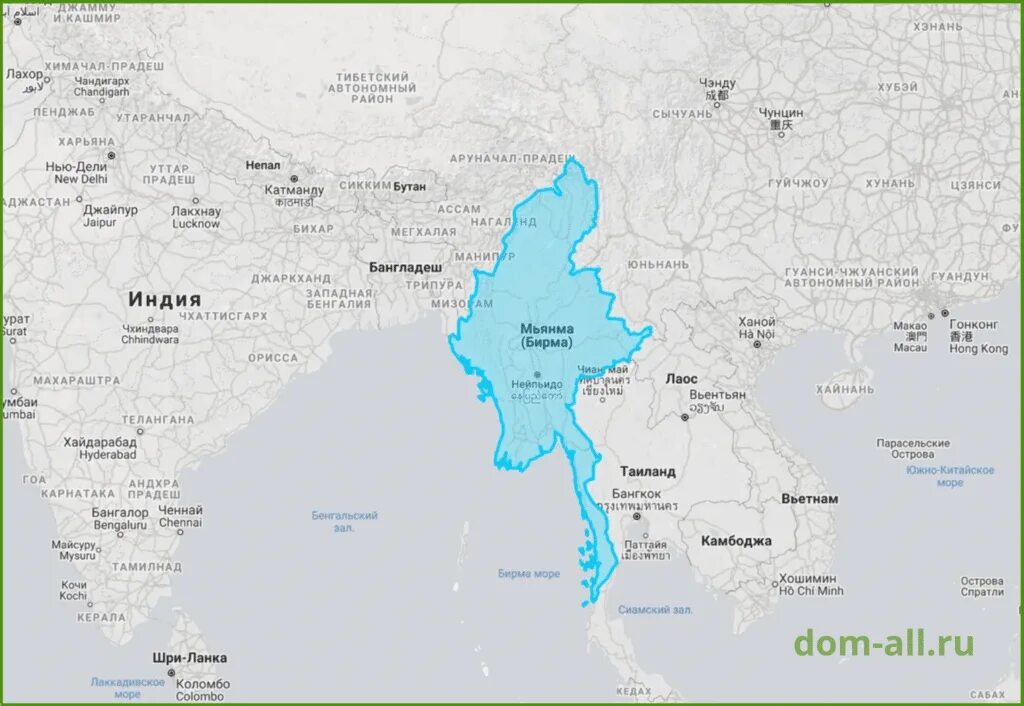 Бангладеш столица какого государства где находится. Государство Бирма на карте. Мьянма на карте Азии. Мьянма границы на карте.