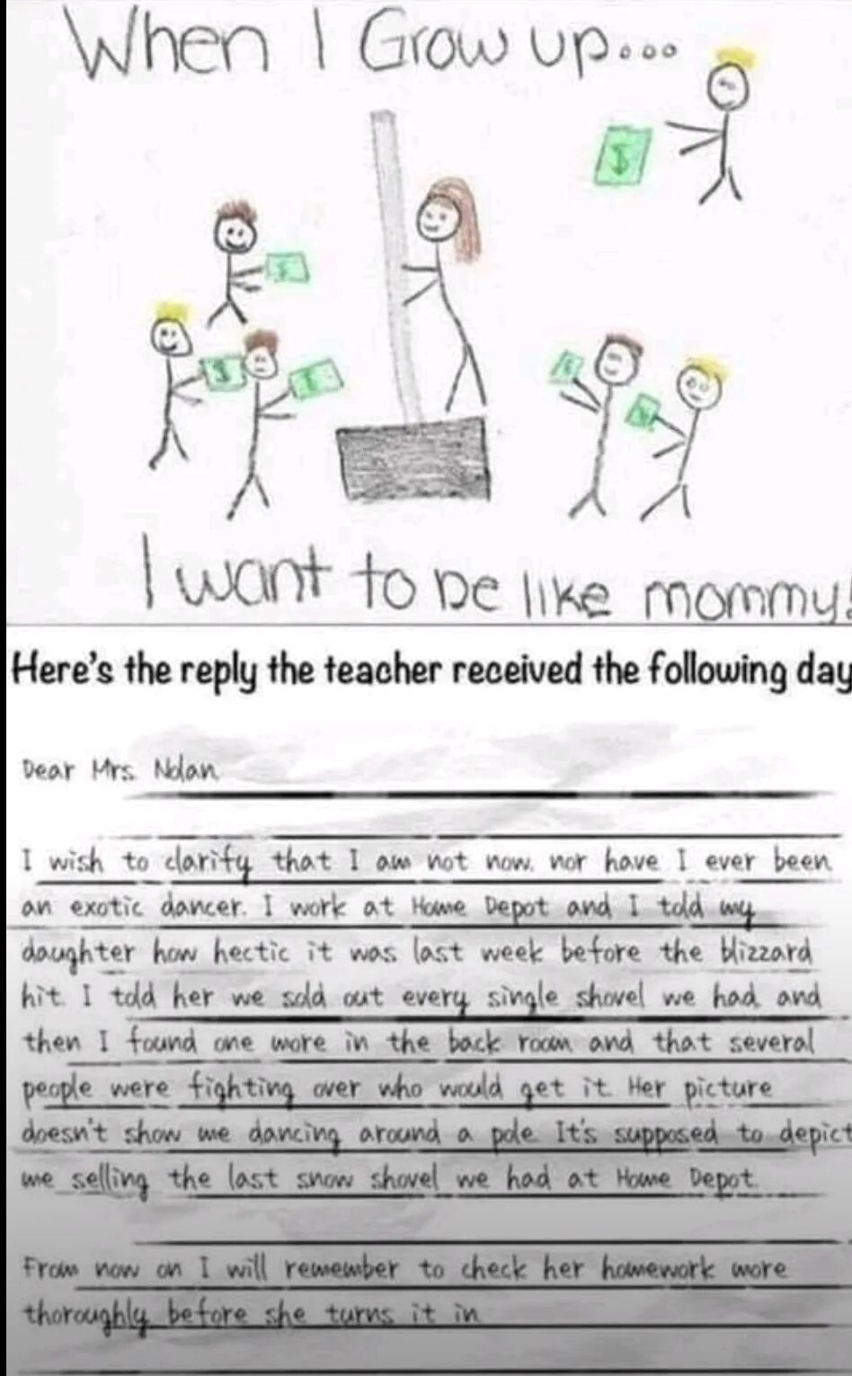 When you get home from work. When i grow up i want to be like mommy. when i grow up i want to be. want to be. when i grow up....