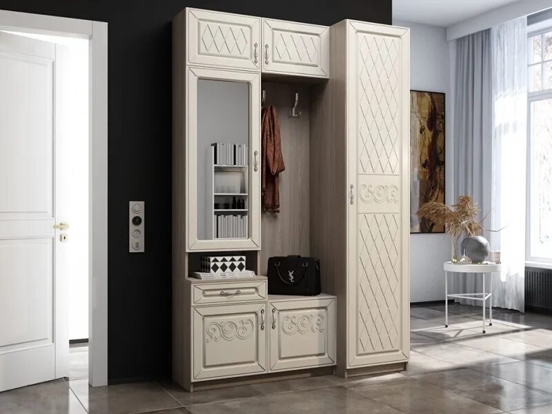 Прихожая фиеста крем брюле фото Комплект прихожей Goodform Прихожая Билли 8 IKEA Кроношпан Белый купить по выг