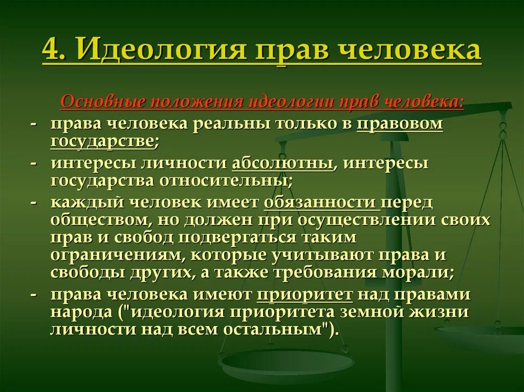 Приоритет прав человека характеристика. Идеология прав человека.