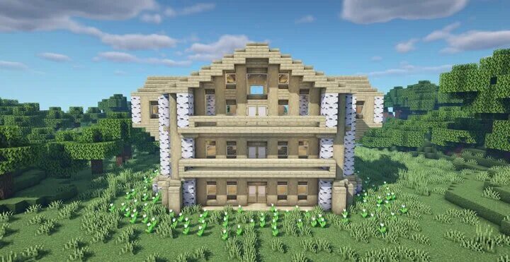 Дом из березы майнкрафт схема #buildingadoghousetips