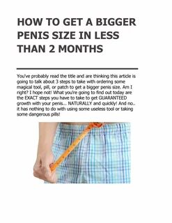 How to Get a Bigger Penis Size in Less Than 2 Months.