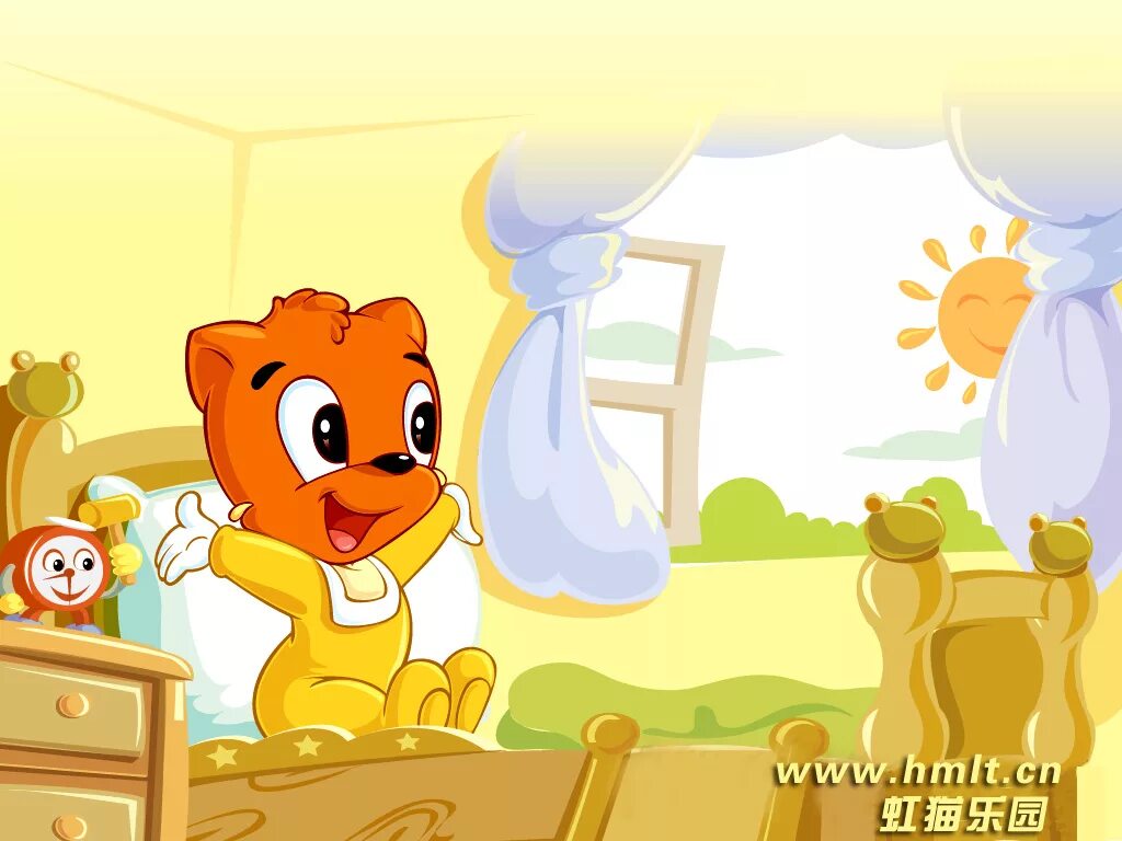 In the morning he got up. Утро мультяшка. Утром cartoon. In the morning картинка для детей. Good morning мультяшка.