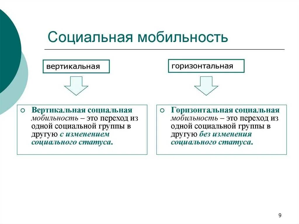 Виды социальной мобильности вертикальная и горизонтальная