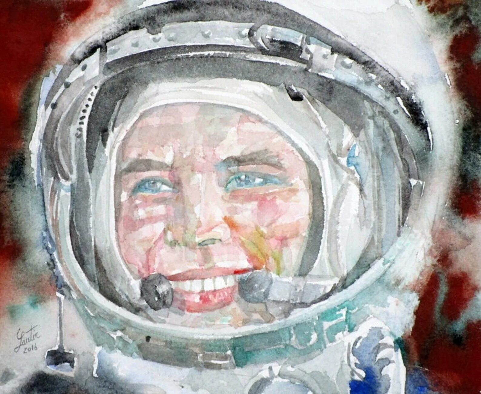 Рисунки про гагарина. Акварельный портрет Космонавта Юрия Гагарина акварелью.