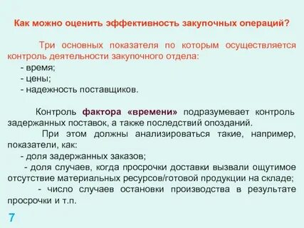 Эффективность операции контроля