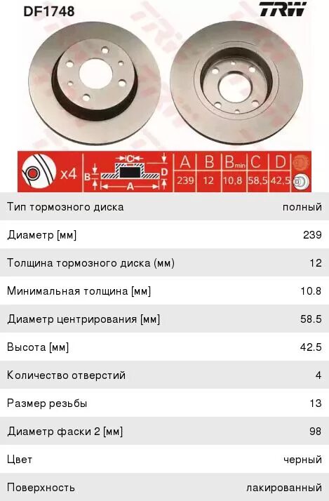 Какой диаметр тормозного