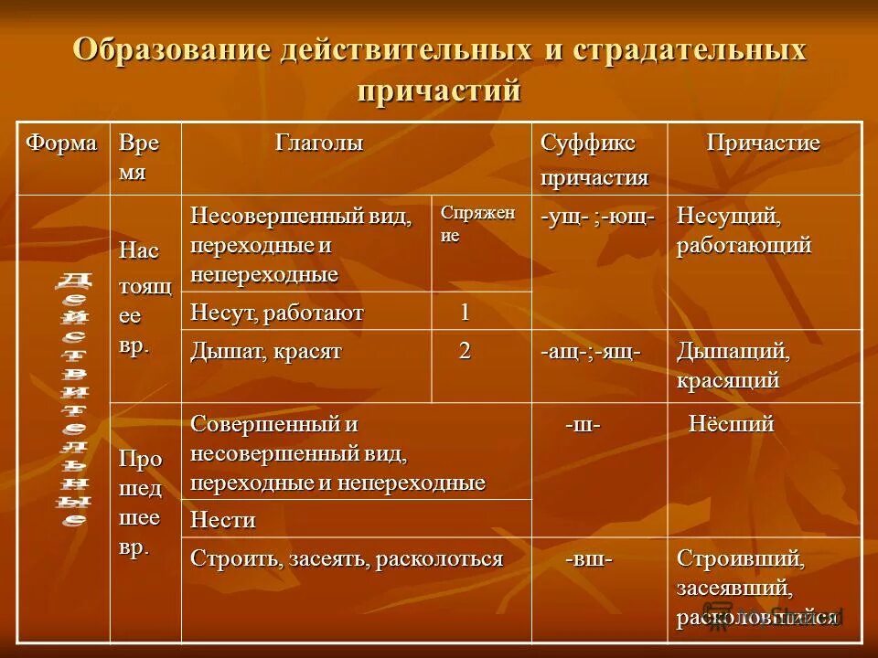 Действительные непереходные причастия