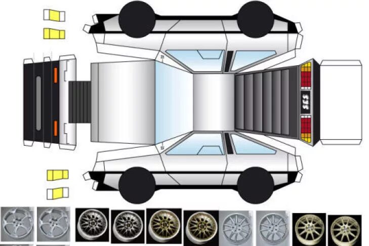 Машину для вырезания из бумаги распечатать. Развертка бумажной машины. Фиат 126 бумажная модель. Развёртка автомобиля из бумаги. Делориан машина из бумаги развертка.