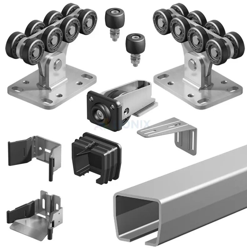 Комплекты для сборки ворот. Опора роликовая SGN.01.100. Роликовая опора SGN.01.100 откатных ворот Алютех. Комплект для откатных ворот ALUTECH SGN 02 - 9м. Комплект для откатных ворот Алютех SGN.