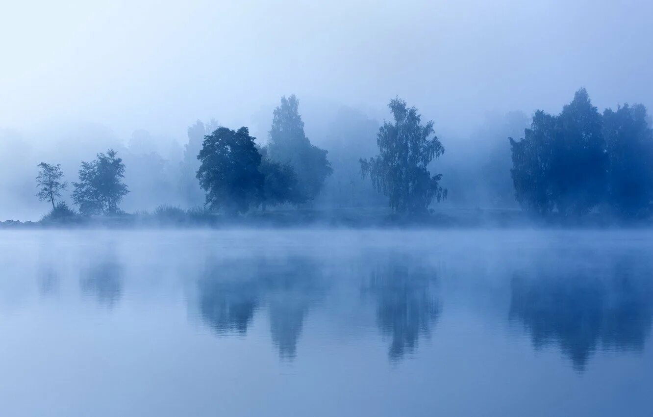 Вдали прозрачной. Озеро туман Кондинский район. Озеро в тумане. Туманный пейзаж. Голубой туман.