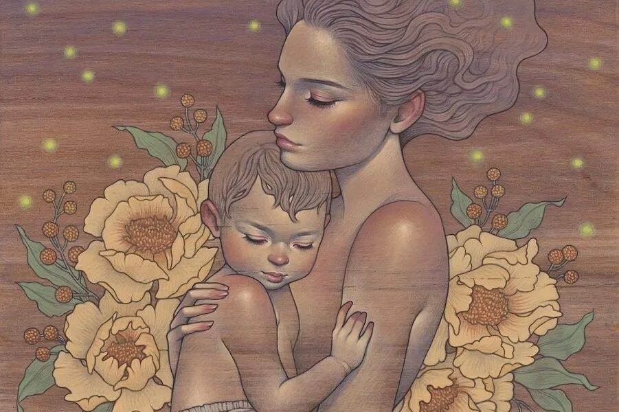 Иллюстрации материнство. Рисунок на тему материнство. Рисунок на тему материнская любовь. Мама с младенцем арт. Красота материнства