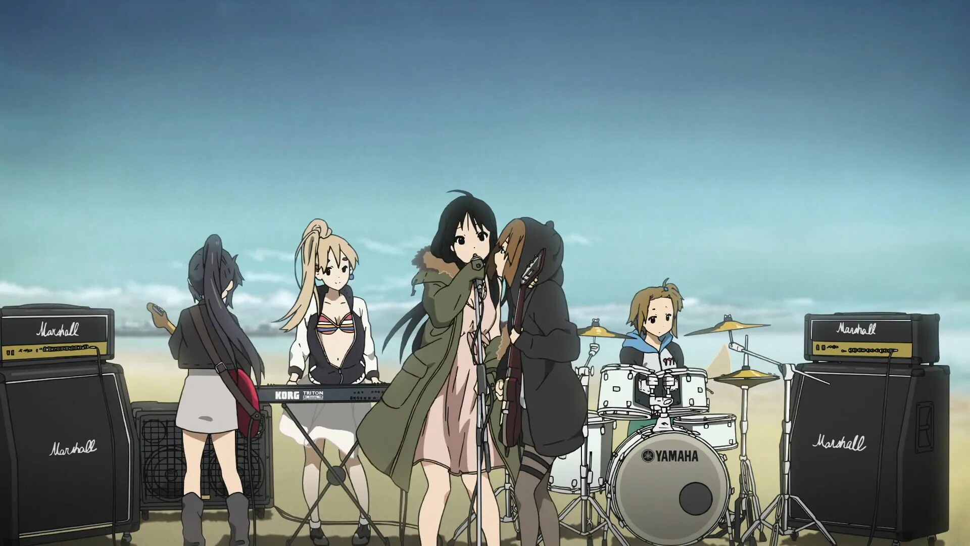 Группа мио. Кейон юи. Группа мио. Кейон репетиция. Mio akiyama k-on группа.