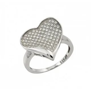 Wholesale Sterling Silver 925 Rhodium Plated Micro Pave Set Clear CZ Heart ...