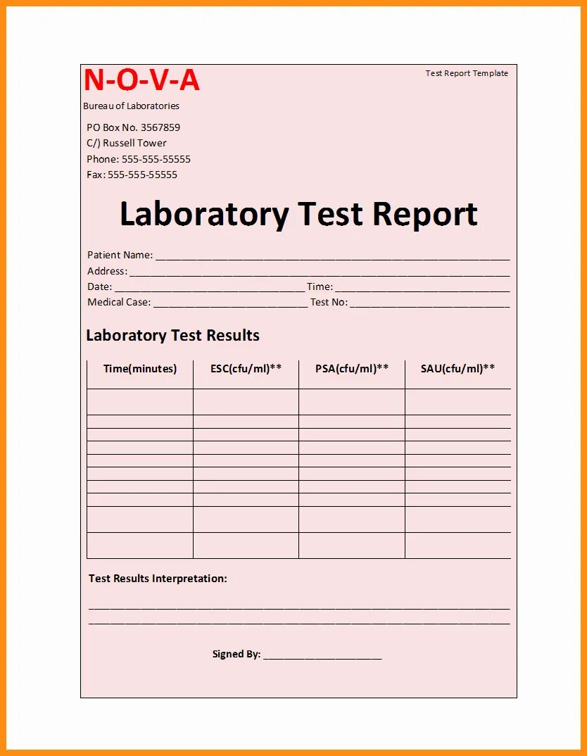 Laboratory Test Report. Test Result Report шаблон. Results of Laboratory Tests. Patient report