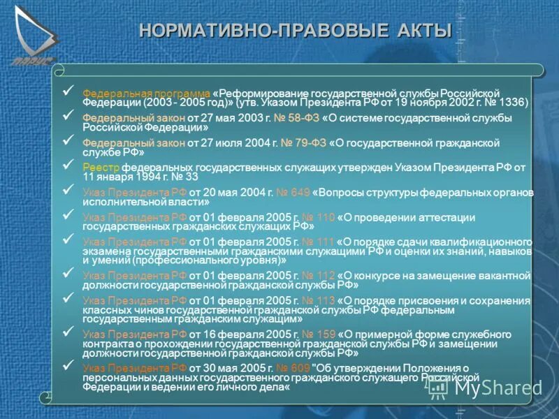 Положение о персональных данных гражданского служащего