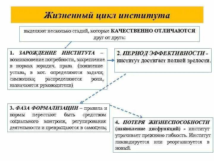 Какие элементы социального института выделяют авторы. Этапы жизненного цикла институтов. жизненный цикл соц института. возникновение социальных институтов. этапы социального института.