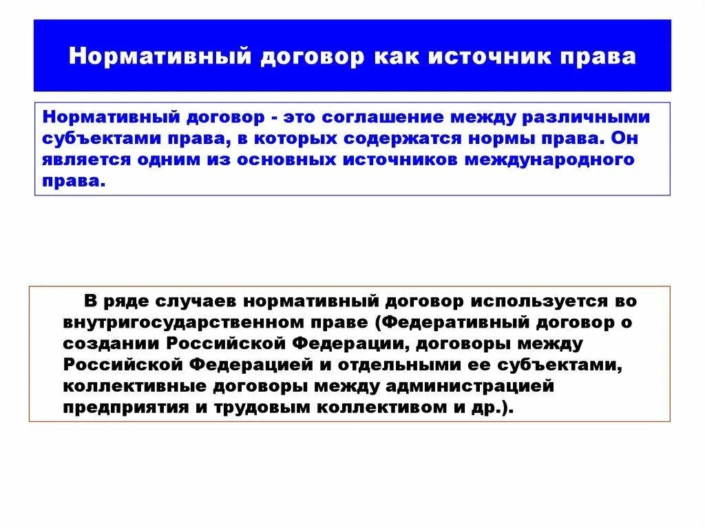 Соглашения между субъектами рф. Нормативный договор пример. Нормативный договор как источник.