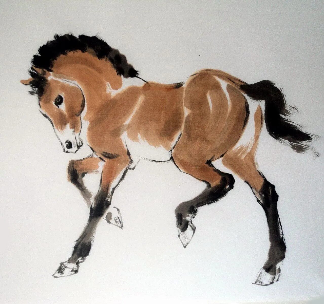 Лошадь акварелью для детей. Лошадь рисунок. Лошадь гуашью. Лошадь красками.