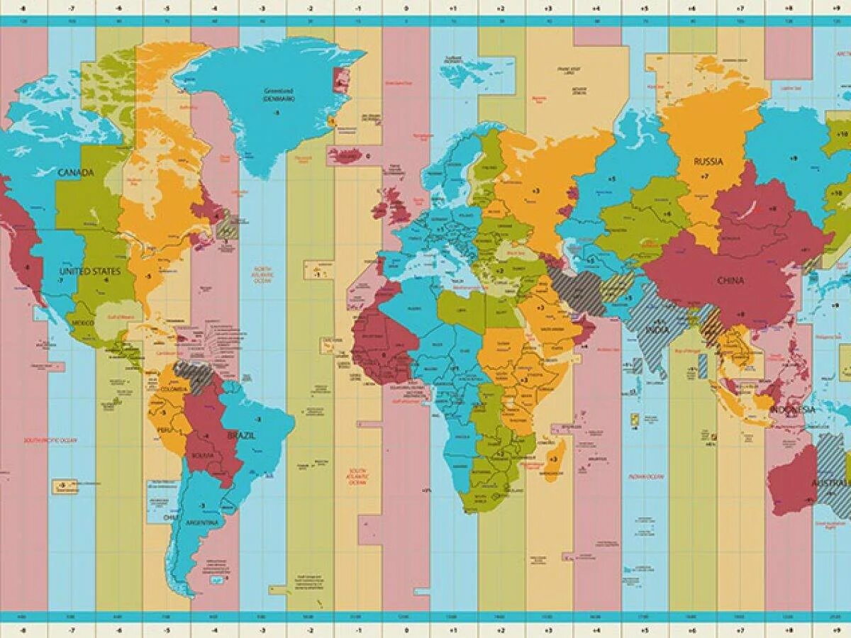 Часовые пояса. Карта часовых поясов. Временные пояса. Карта час поясов
