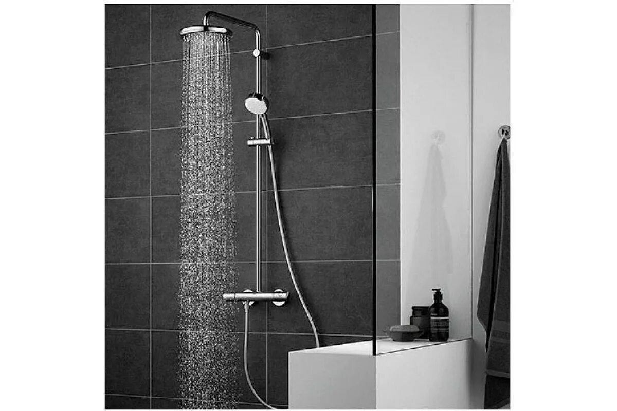 Цена душа для ванной. Душевая стойка Grohe Tempesta Cosmopolitan 210 27922001. Grohe Tempesta Cosmopolitan 210 27922001. 27922001 Grohe. Душевая система Grohe Tempesta Cosmopolitan.