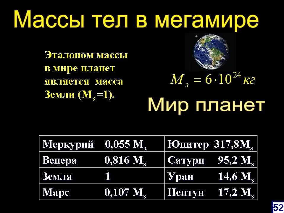 Масса планет меньше земли