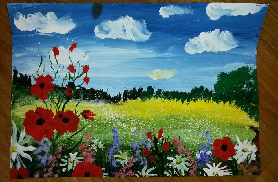 Рисунки лета гуашью