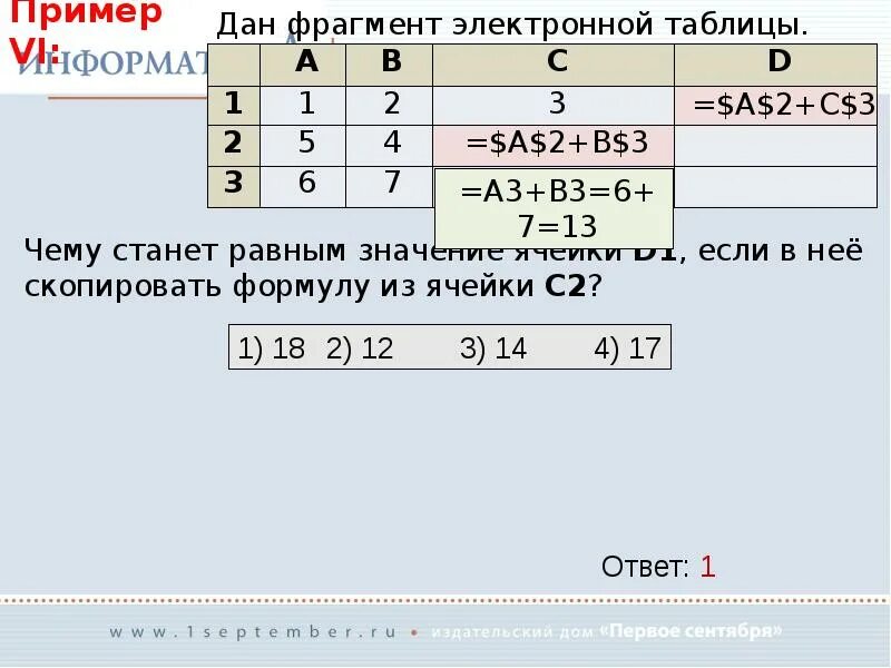 Какая формула будет в ячейке d1. Скопировать формулу в ячейки d4:d7. Пример 6 2 1+2. Чему равно значение в ячейке d1. В электронной таблице a1 b4 c7 это.