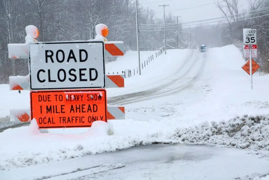 Road is closed. Road closed. wednesday in ohio.