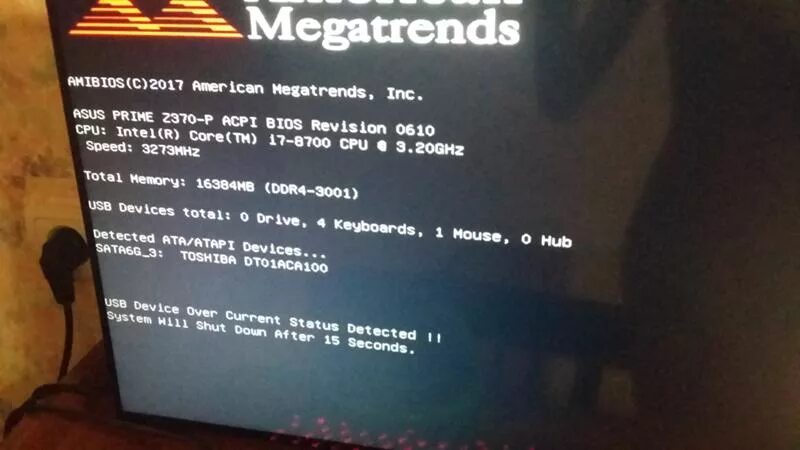 Usb over status detected. USB device over current status detected при включении. USB device over current status detected System will shutdown in 15 seconds. System will shutdown after 15 seconds. При включении пишет ошибка USB-устройства.