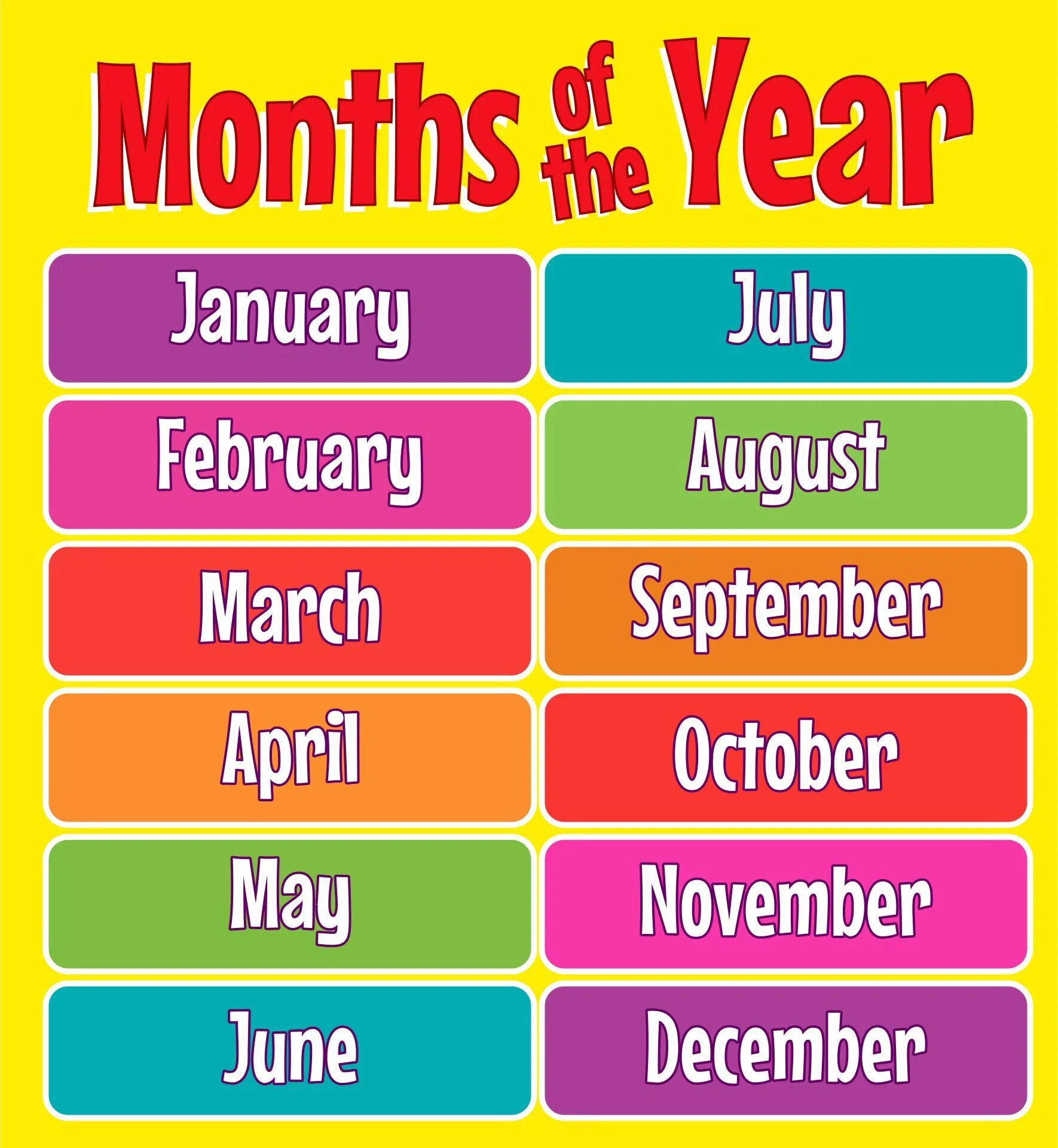 Песни месяцы на английском языке. Months of the year. 12 Months of the year. Months of the year for Kids. Month.