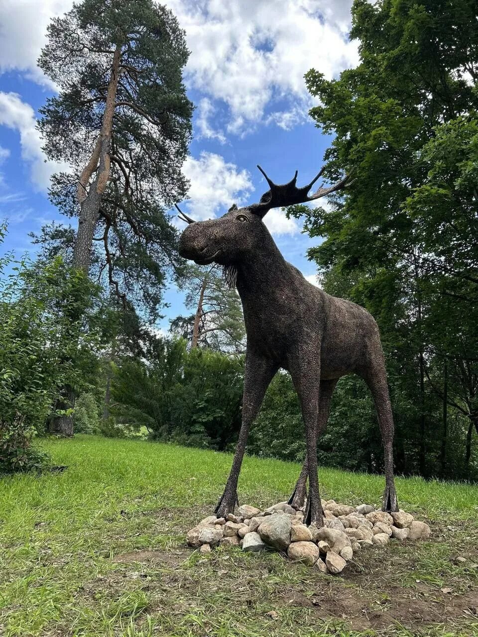 Лось в Приоратском парке. Приоратский парк в Гатчине. Парк скульптуры. Лось Ленинградской области.