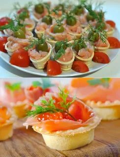 Тарталетки с красной рыбой сыром и огурцом