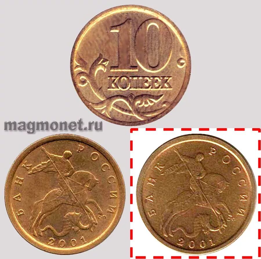 10 Копеек СП монетный двор 2001 года. 10 Копеек 2001 год СПМД на плаще Георгия Победоносца поперечные складки. Дорогие монеты копейка 10 2001. Редкие монеты 10 копеек 2001 года