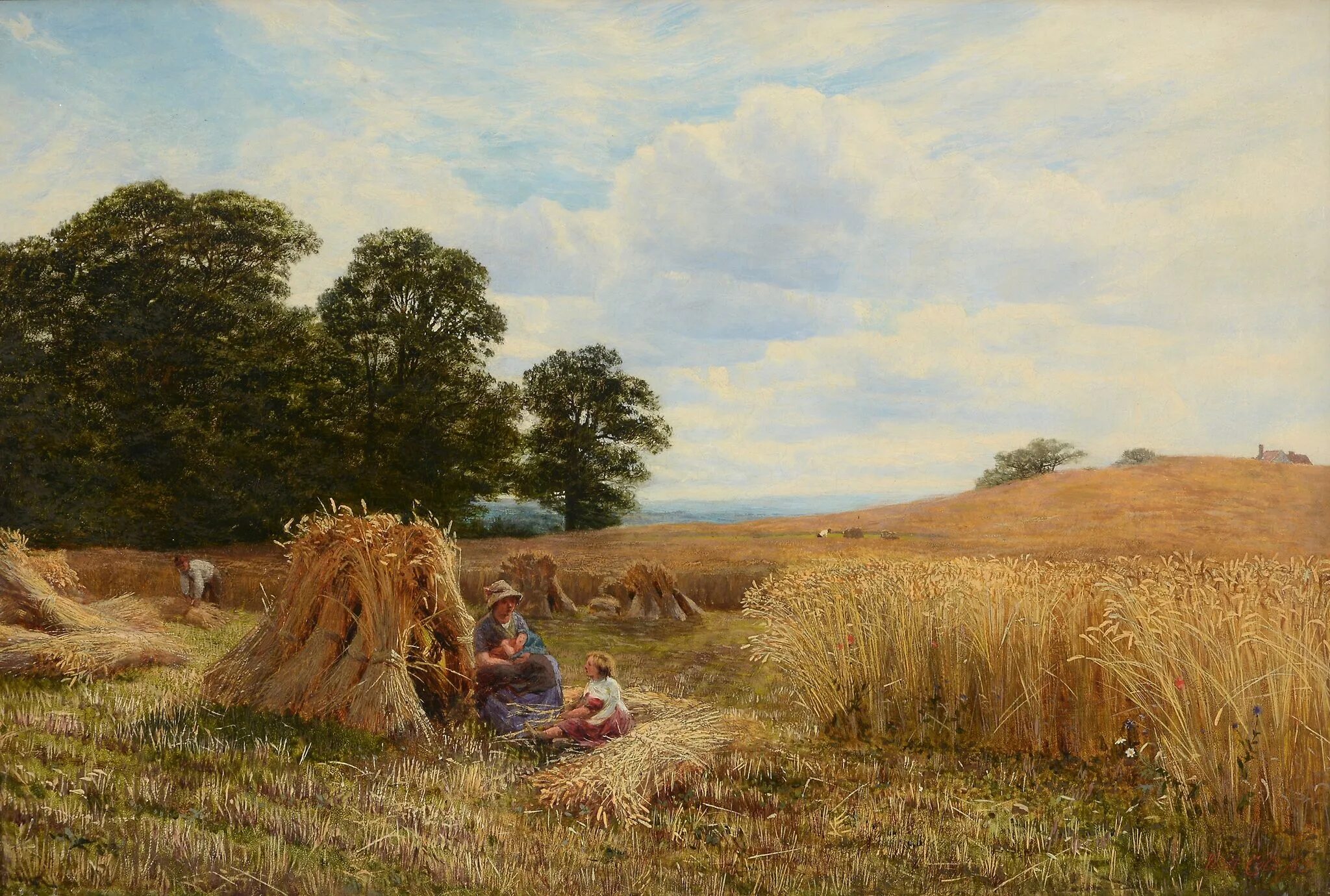 Кто написал картину. Страдная пора... George Vicat Cole, ra (British, 1833-1893). Vicat Cole картины. Шишкин Иван Иванович жатва. Каменев жатва.