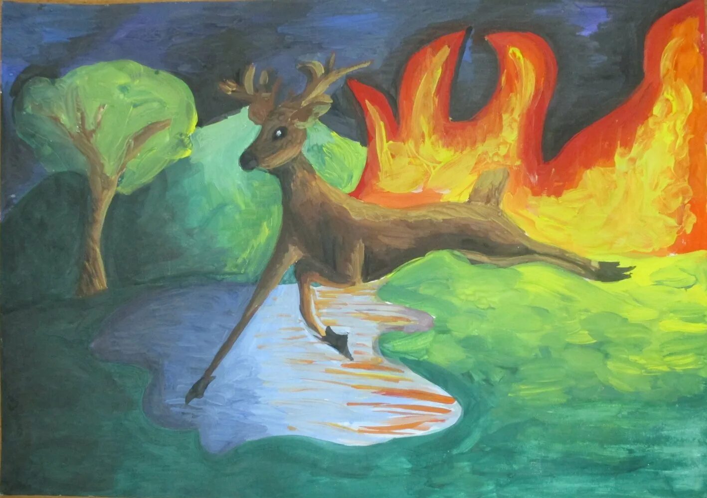 Рисунок на тему огонь. Рисунок на тему пожар в лесу. Огонь рисунок гуашью. Лес глазами детей.