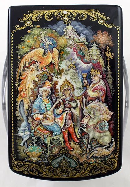 Лаковая миниатюра мстера. Шкатулка холуй потемкин. Холуйская палехская миниатюра. Царские холуи. Шкатулка конек горбунок холуйская мануфактура.