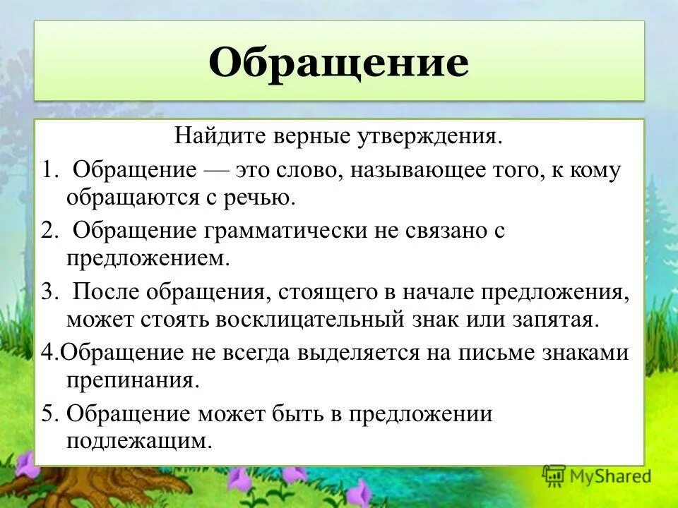 Написать 1 предложение с обращением